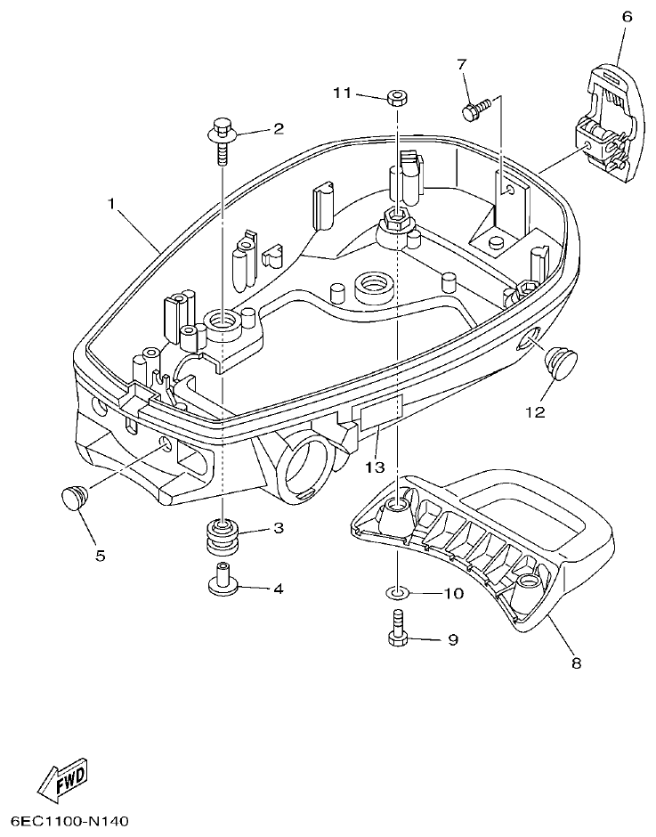 Yamaha F4BMH, F5AMH, F6CMH BOTTOM COWLING parts diagram